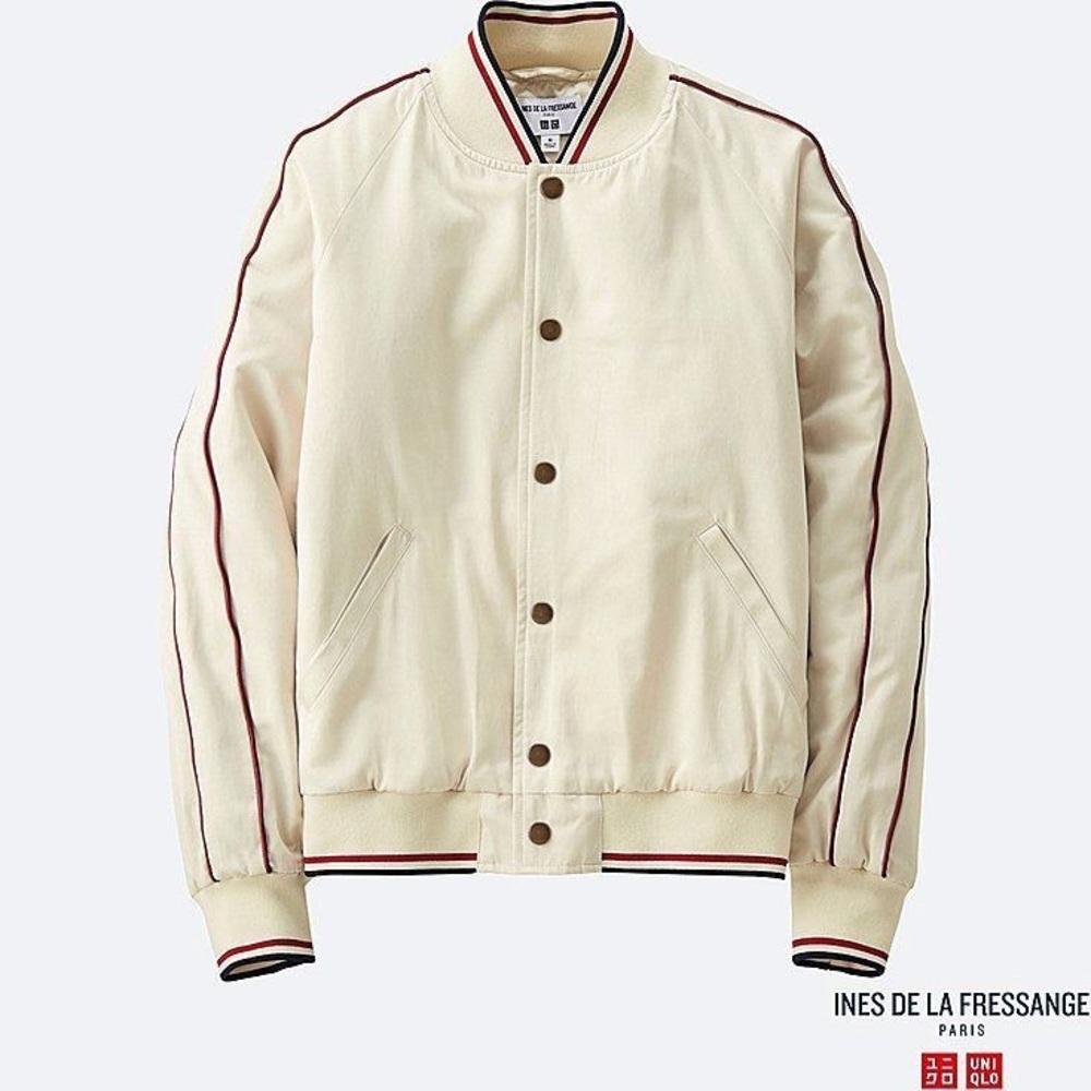 UNIQLO Satin Bomber Track Jacket Slim Crop Varsity Baseball Lined Mid Season